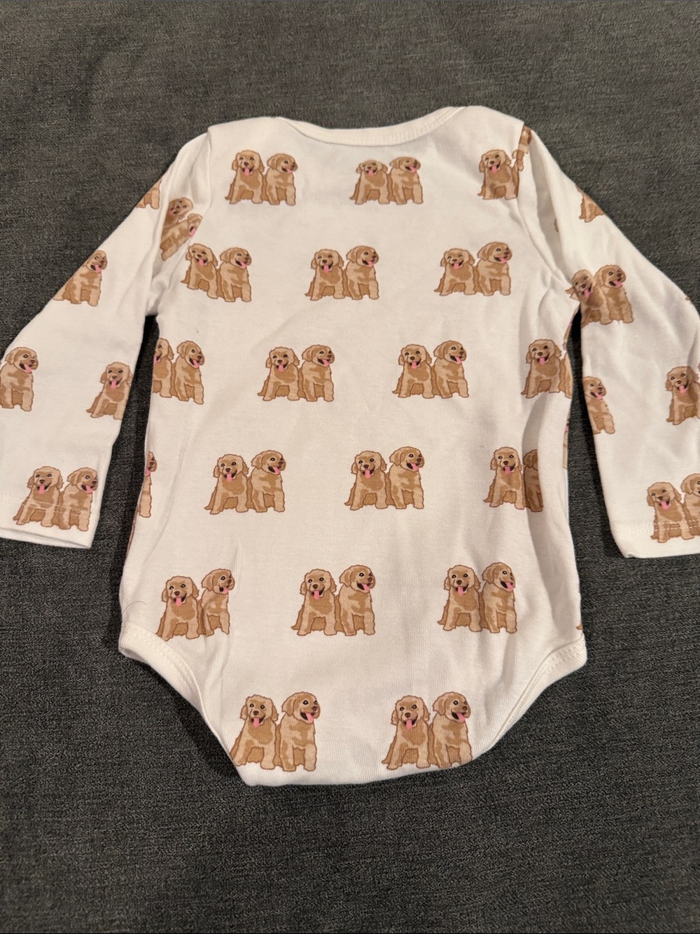 M+A Cream Puppy Print Kids Matching Set - Long Sleeve Bodysuit & Pants 🐶🐾 - Picture 6 of 7